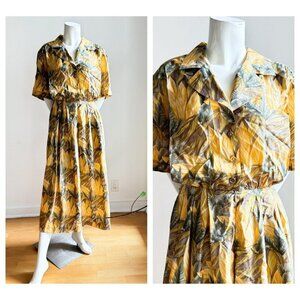 Vintage  Femme Carriere Silk Floral Wide Le Jumpsuit 42/L